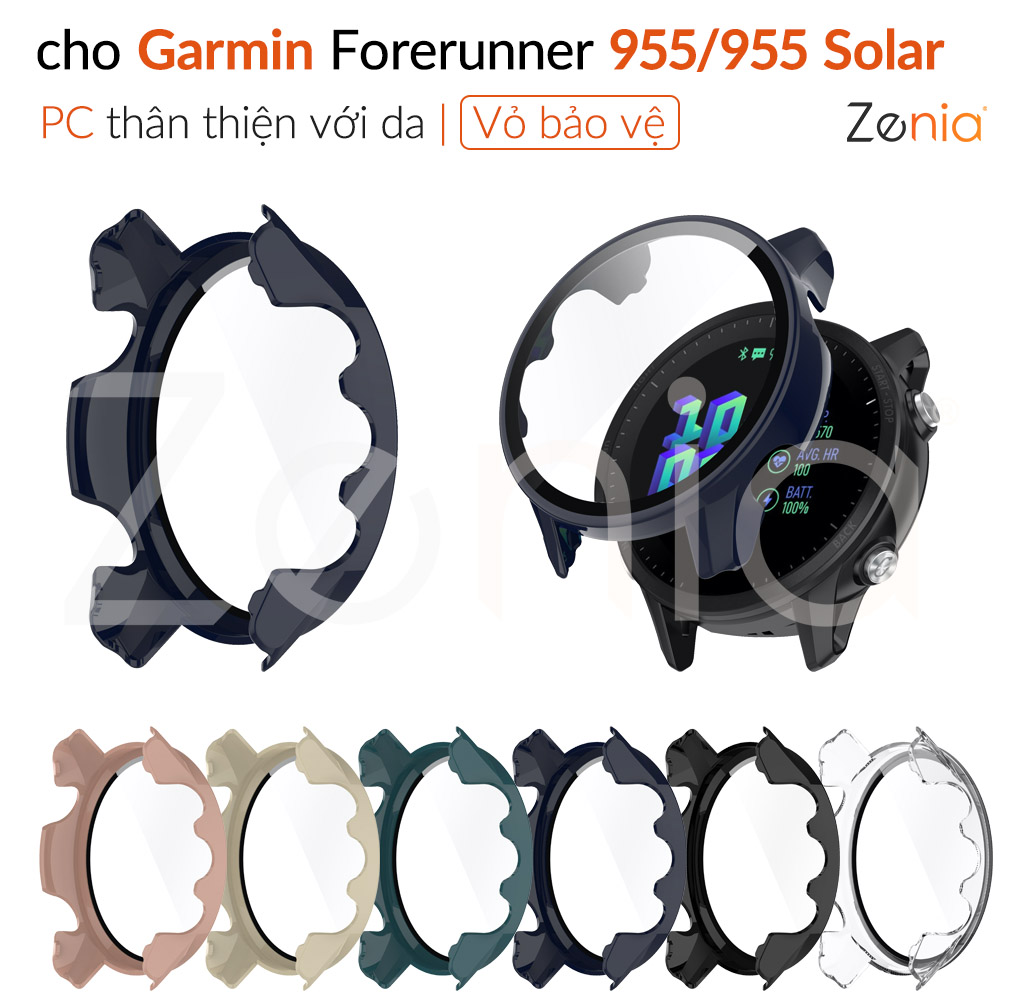 Zenia Colourful PC Skin-friendly Replacement Protection Case Cover Shell for Garmin Forerunner 955 Solar Forerunner955 Sport Smart Watch Accessories