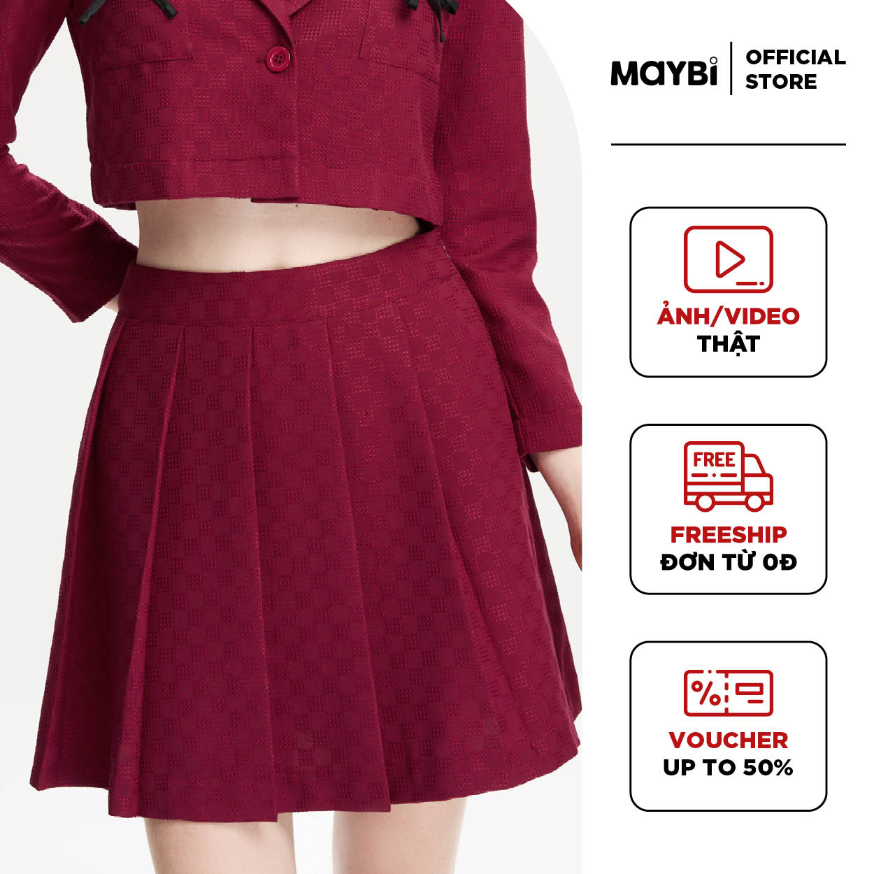 Chân váy xếp ly xòe xốp thái Maybi