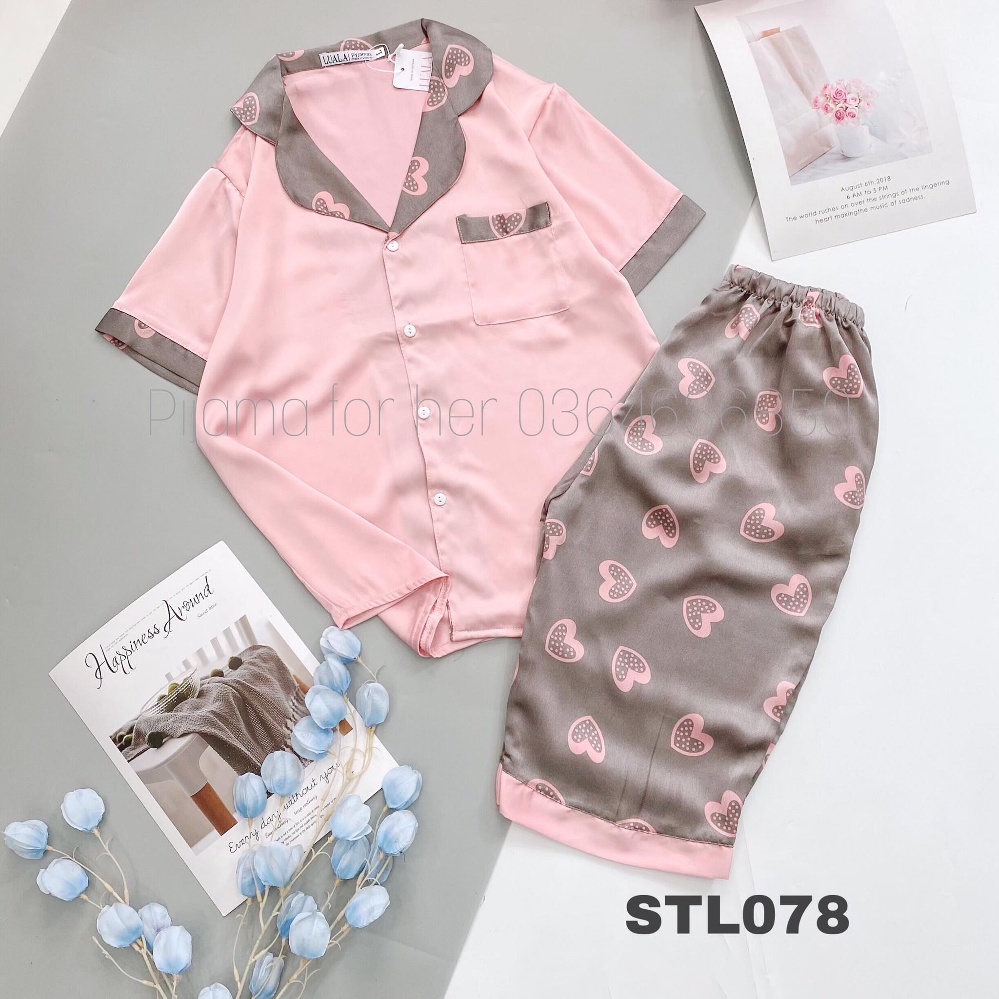 Bộ lụa Satin hoạ tiết cao cấp Tay ngắn quần lửng [HÀNG CHUẨN ĐẸP]