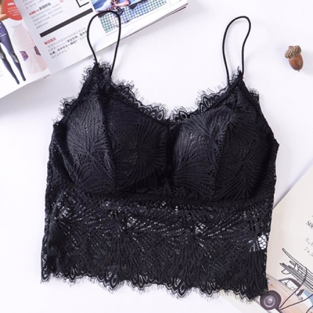 [FreeShipMax] Áo Bra Ren Lá Dáng Lửng