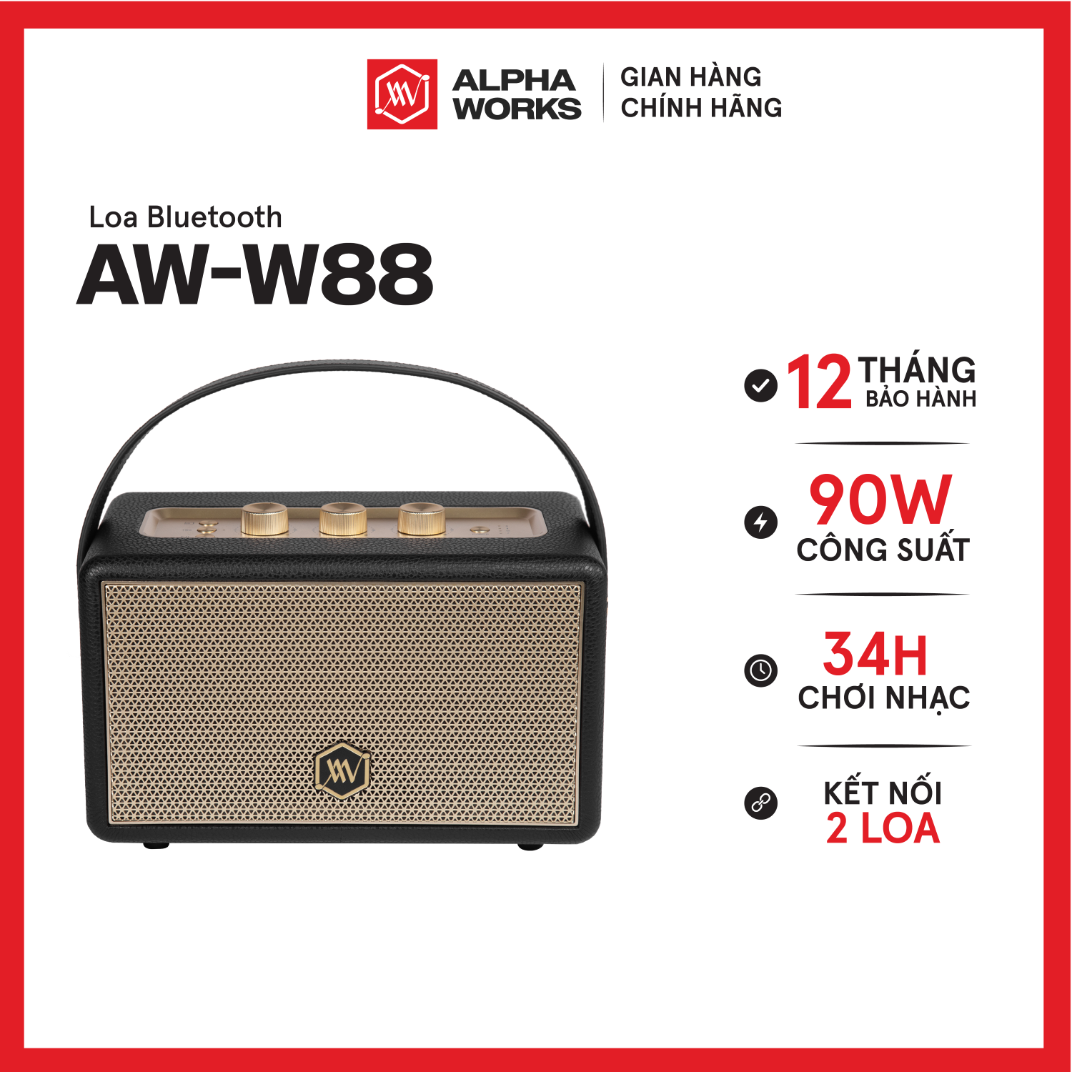 Loa Bluetooth Alpha Works W88 - Hàng Chính hãng