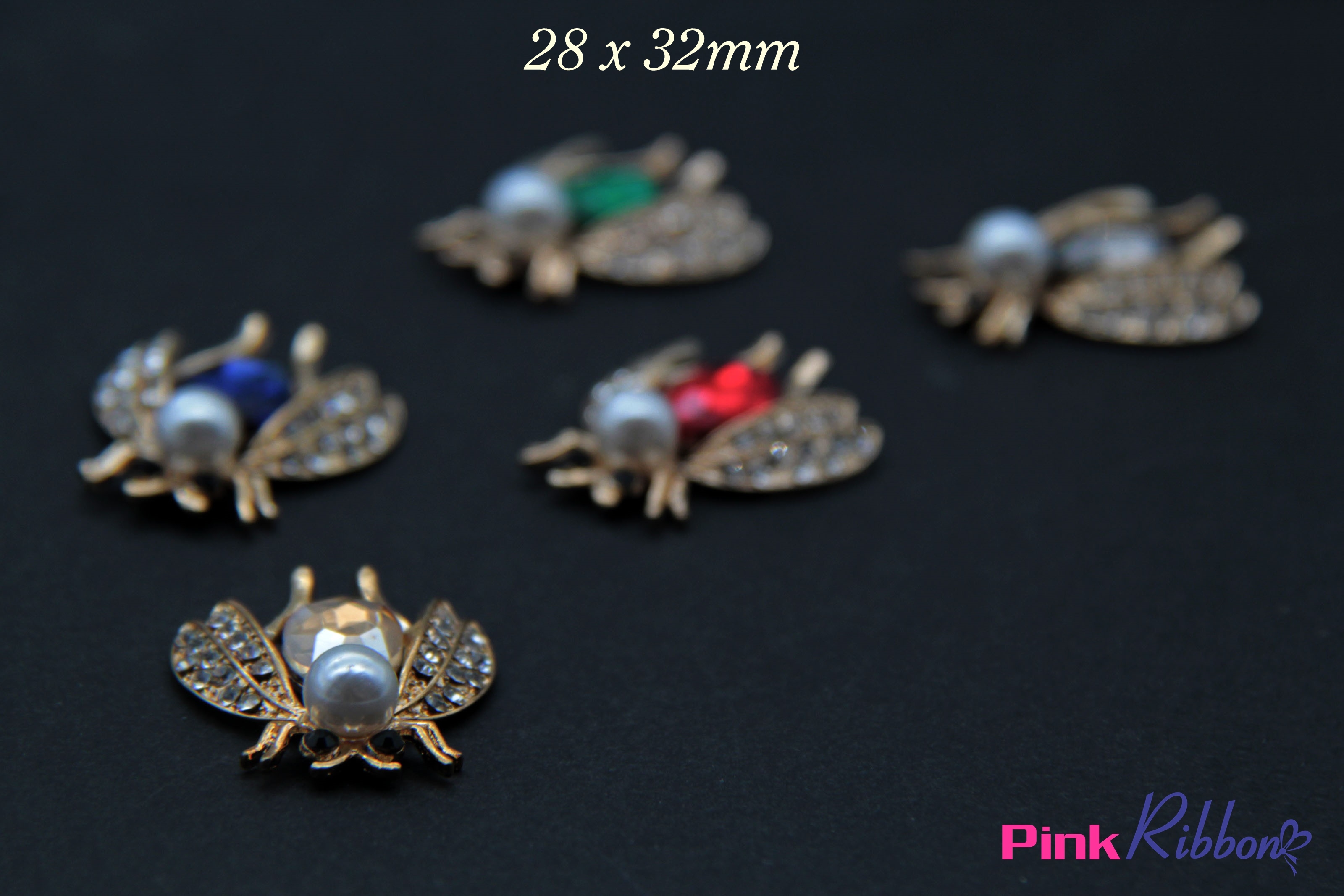 Charm ong cánh đính đá 2.8 x 3.2cm