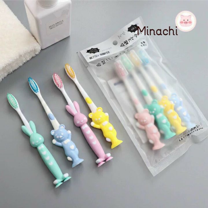 Bàn chải đánh răng cho bé hình thú (1 gói set 4 chiếc)