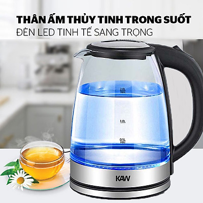 Ấm đun siêu tốc, bình đun siêu tốc, bình siêu tốc ấm siêu tốc , Ấm Siêu Tốc, Bình Đun Nước Siêu Tốc Dung Tích 2L Công Suất 1500W, Bình Siêu Tốc Thủy Tinh, Chính Hãng, Âm Sieu Toc - Bảo Hành Chính Hãng KAW