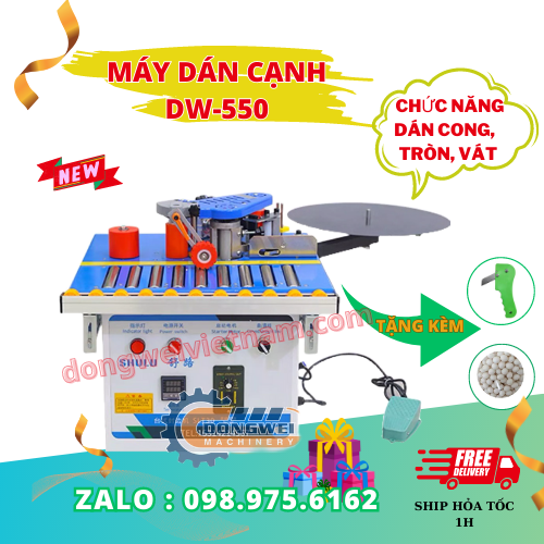 Máy dán cạnh 2 chức năng DW-550 dán cong , dán tròn, vát