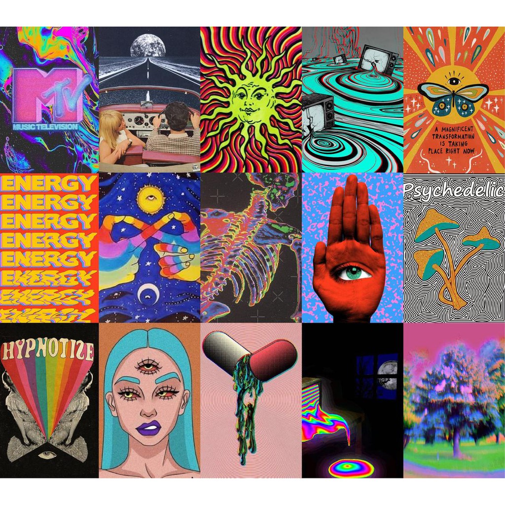 [FREESHIP EXTRA] Wall Collage dán tường trang trí decor phòng ngủ - theme Psychedelic