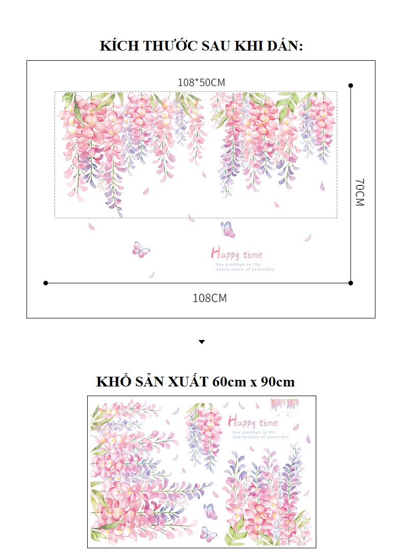 Decal dán tường Hoa rủ - C1 - Vivadecal