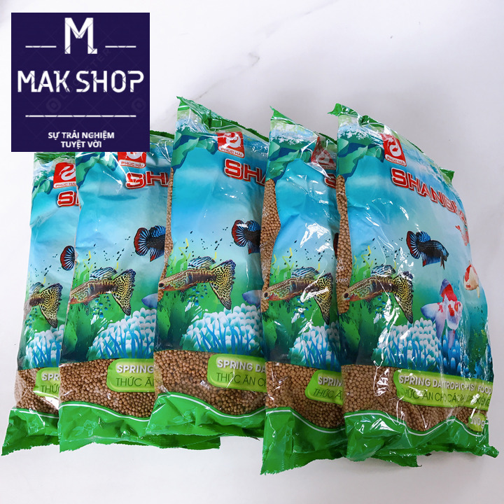 5 gói thức ăn cá shanghai viên nhỏ 1ly mỗi gói 500g, cám cá cảnh, giúp cá cảm giác đớp mồi, mau ăn, chóng lớn