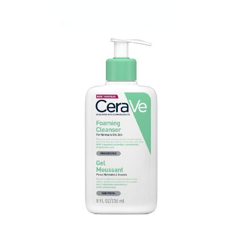 Sữa rửa mặt Cerave Foaming Facial Cleanser 236ml dành cho da thường và da dầu nhập khẩu