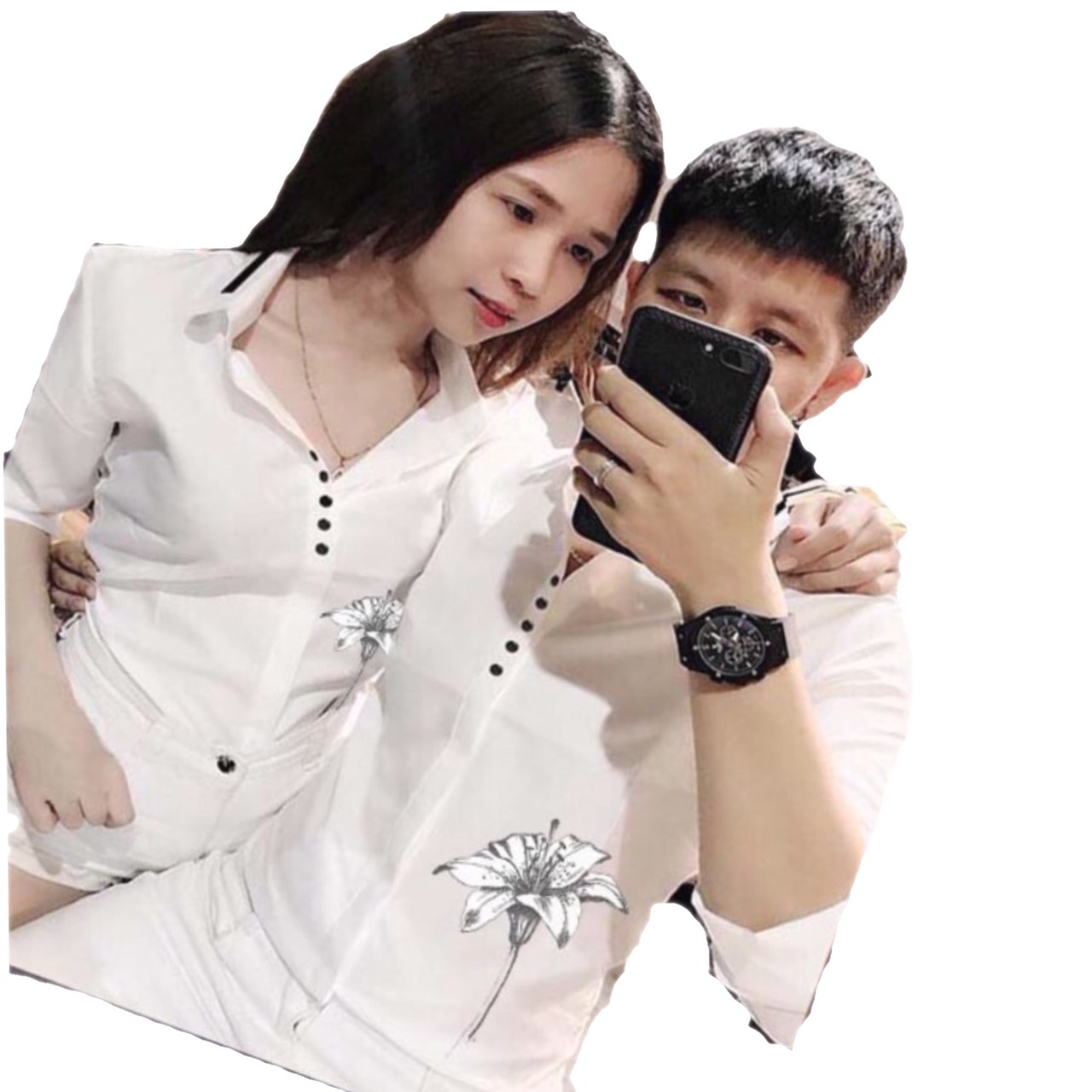 [HCM]Aó sơ mi in cặp lụa kate đang hót cho các cặp đôi tre năm2020
