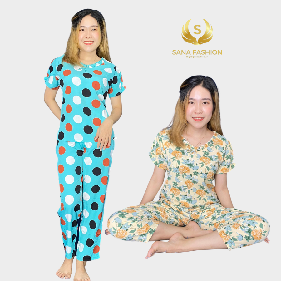 Đồ bộ mặc nhà quần áo ngủ nữ chất lụa cao cấp (DÀI CỔ TIM)