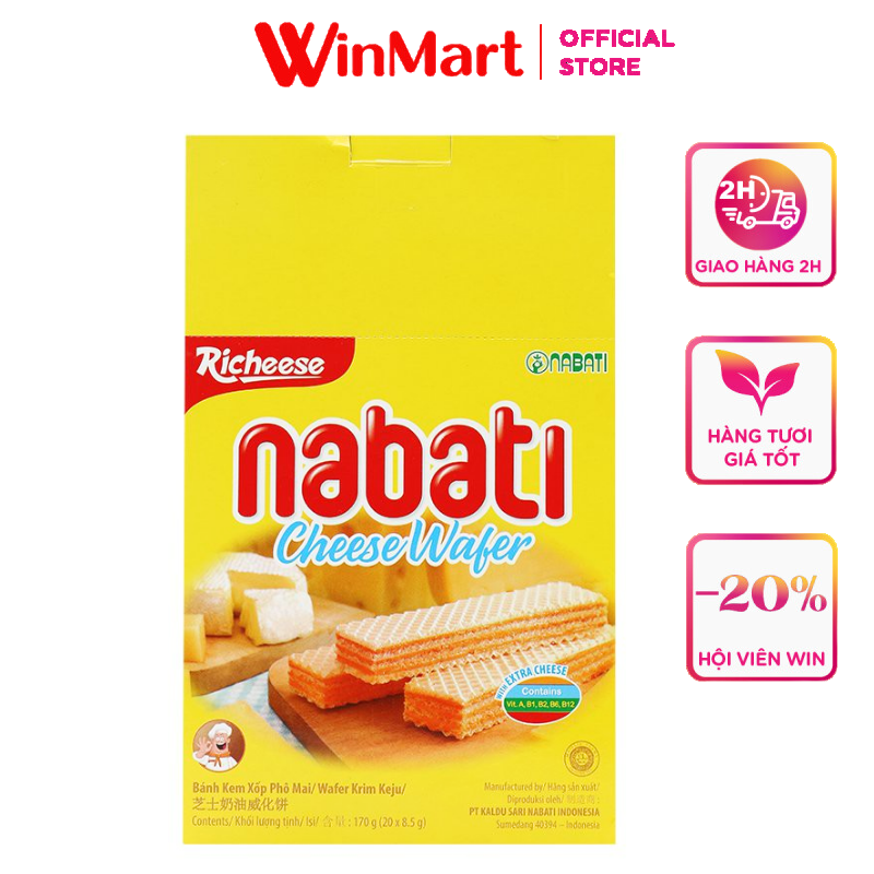 [Siêu thị WinMart] -  Bánh kem xốp phômai Richeese Nabati cheese wafer hộp 160g (8gr x20)