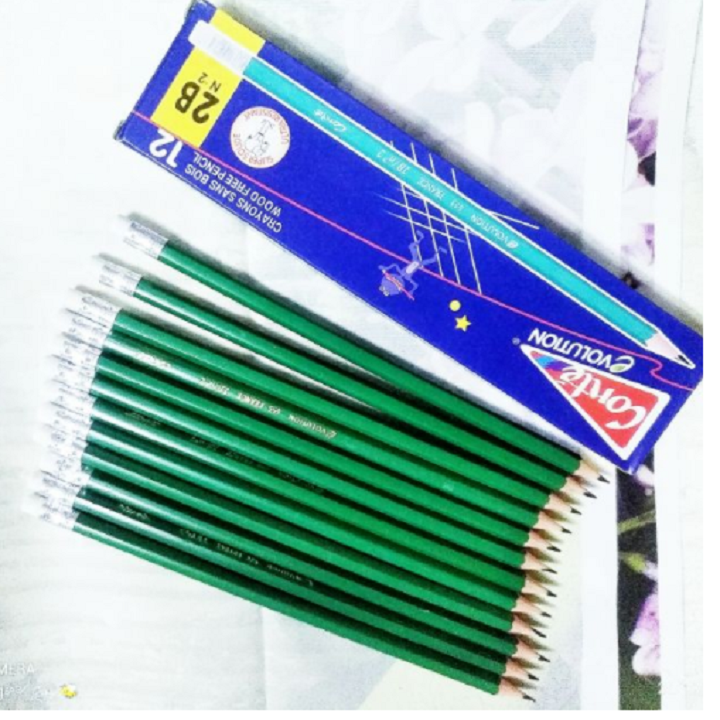 12 cây bút chì 2B xanh, viết chì xanh