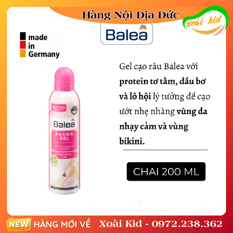 Bọt cạo lông Balea Đức toàn thân và bikini dành cho nữ 150ml- Nội địa Đức Đủ Bill