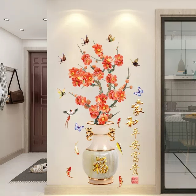 Decal dán tường: Bình hoa 3D sang trọng GS225