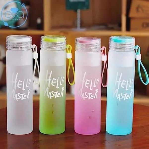( 1 cái ) Bình Thủy Tinh Hello Master 500ml - màu ngẫu nhiên