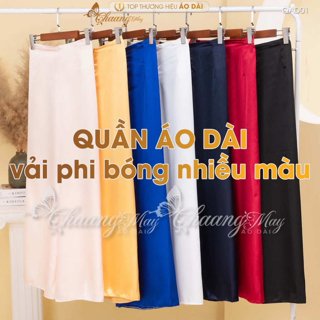 Quần phi bóng mặc áo dài cách tân nữ truyền thống thun kéo khóa may sẵn vải quần áo dài dự tiệc cưới lễ tết đẹp QAD01