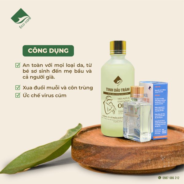 Tinh dầu tràm gió hữu cơ Ecocare chai 30ml-100ml