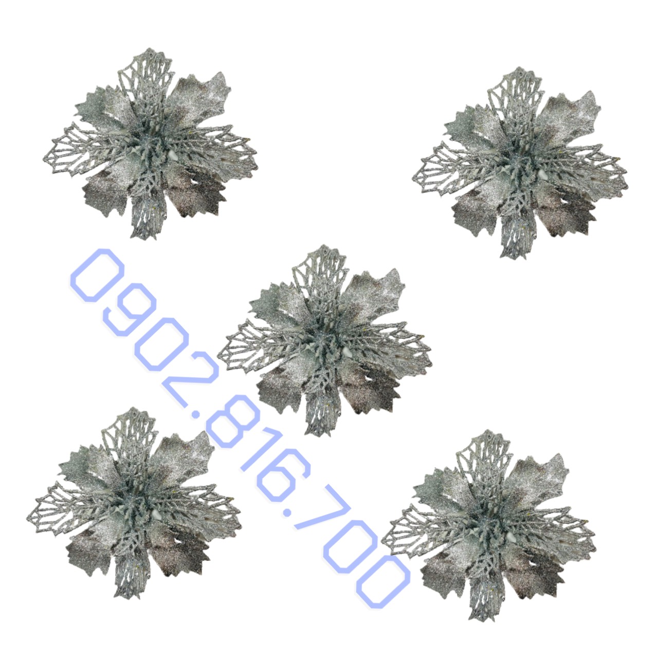 Sét 5 hoa trạng nguyên kim tuyến nhũ vàng đỏ size lớn 13cm trang trí cây thông noel vòng nguyệt quế tháp giỏ quà oản tài