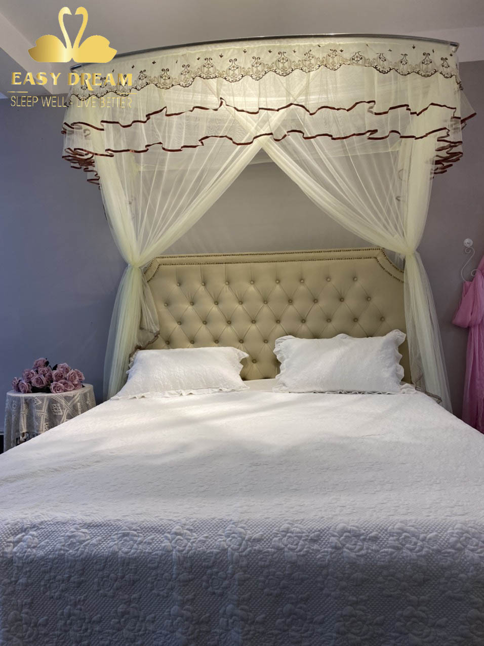 Màn khung thu gọn không khoan tường -mùng khung thu gọn cao cấp EASY DREAM , màn ngủ chống muỗi , mùng ngủ - Mùng Vuông , mùng tự bung nóc vuông ,màn gấp gọn thông minh,màn chụp gấp gọn thông minh ,mùng xếp gọn thông minh ,màn ngủ chống
