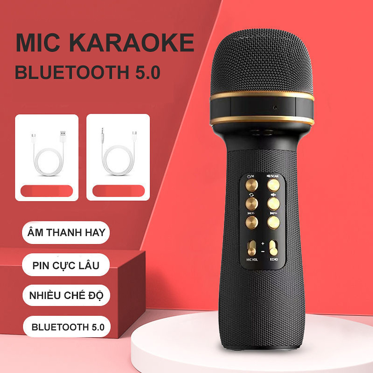 Micro không dây hát Karaoke kèm Loa Bluetooth WS-898