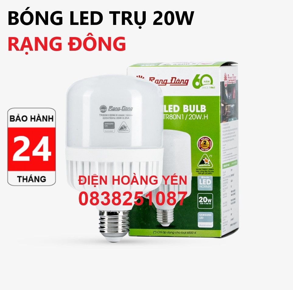 Bóng led trụ 20W Rạng Đông xài chip led SamSung