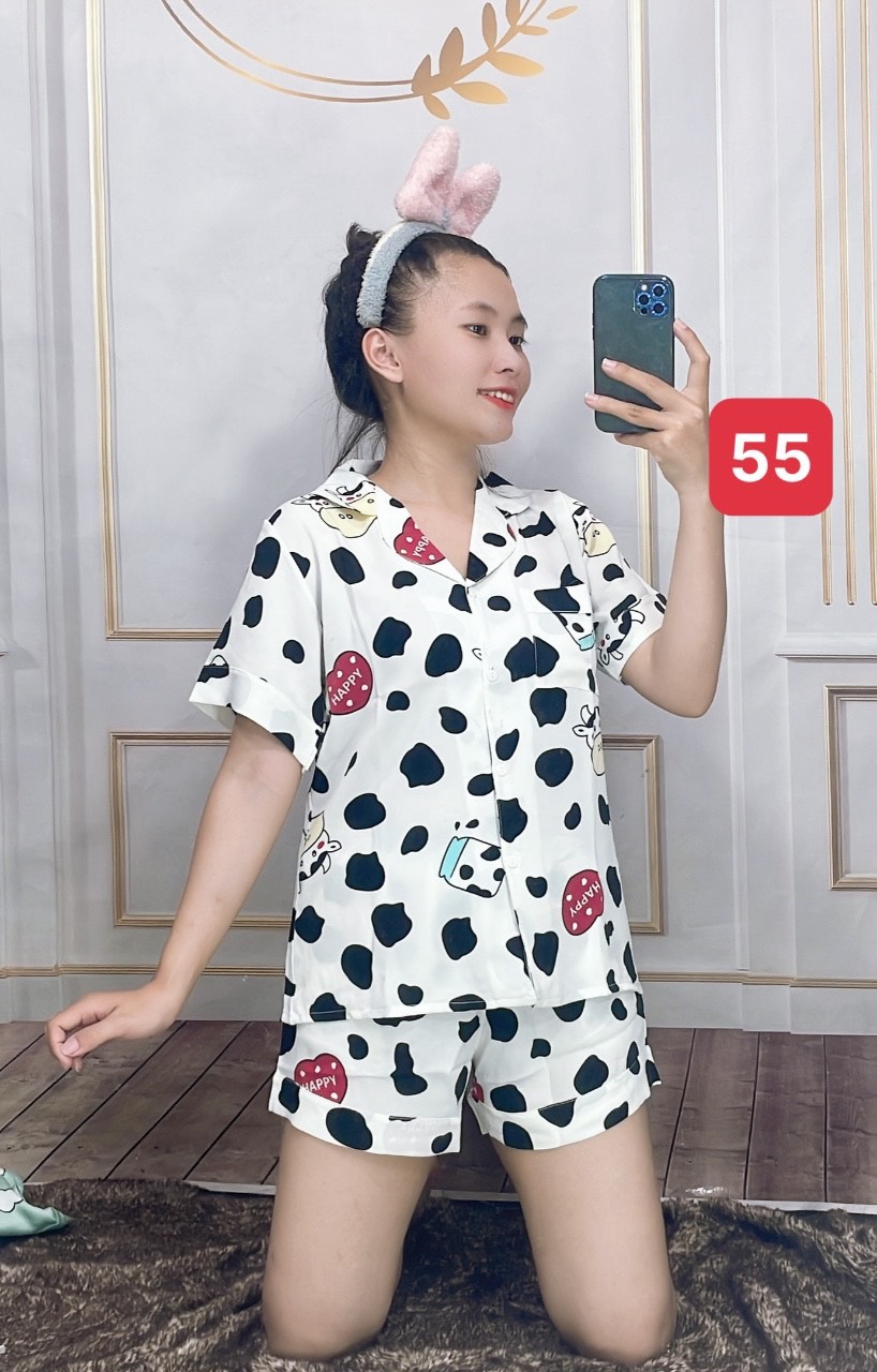Đồ bộ nữ mặc nhà mùa hè cộc tay cộc quần đùi cho nữ chất lụa  mango mềm mát