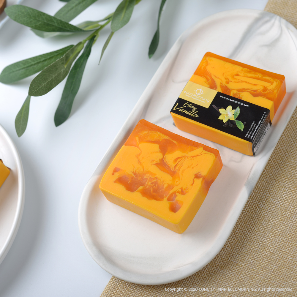 Xà Bông Thiên Nhiên Handmade eccomorning Hình Vuông Hương Vani - Vanilla Soap