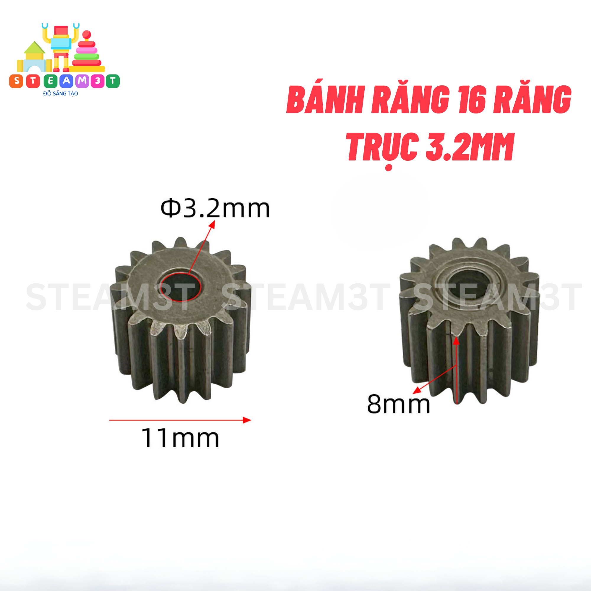 [HCM]2 bánh răng kim loại trục 3.17mm 11 răng đường kính ngoài 8.1mm - LK0205