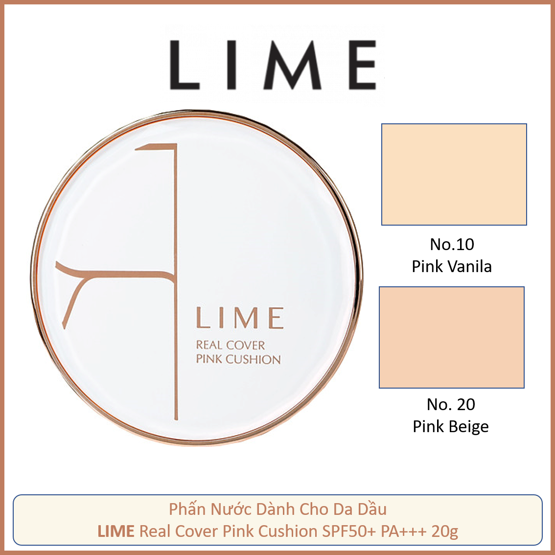 [HCM]Phấn Nước LIME Real Cover Pink Cushion SPF50+ PA+++ 20g