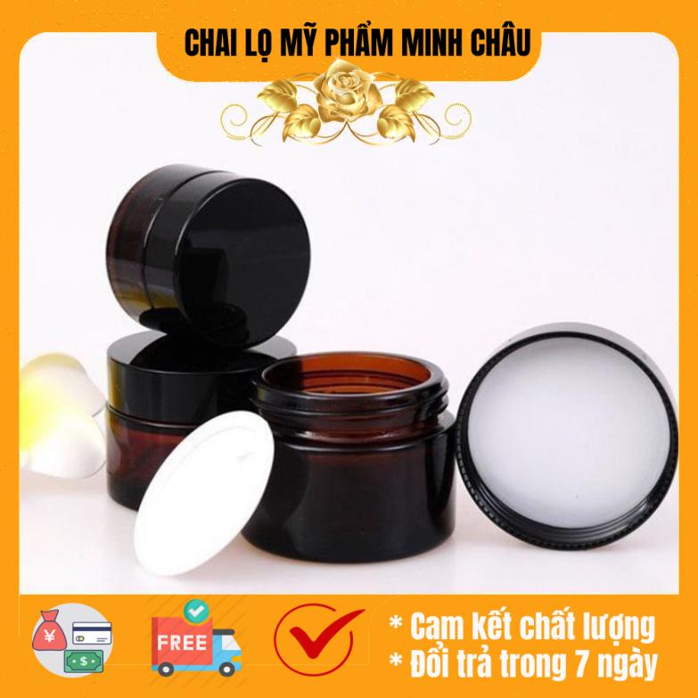 Hủ Chiết Kem Thủy Tinh Nâu 20g - chai lọ chiết mỹ phẩm