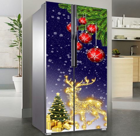 Decal Cao cấp dán tủ lạnh chống thấm mẫu noel 2022