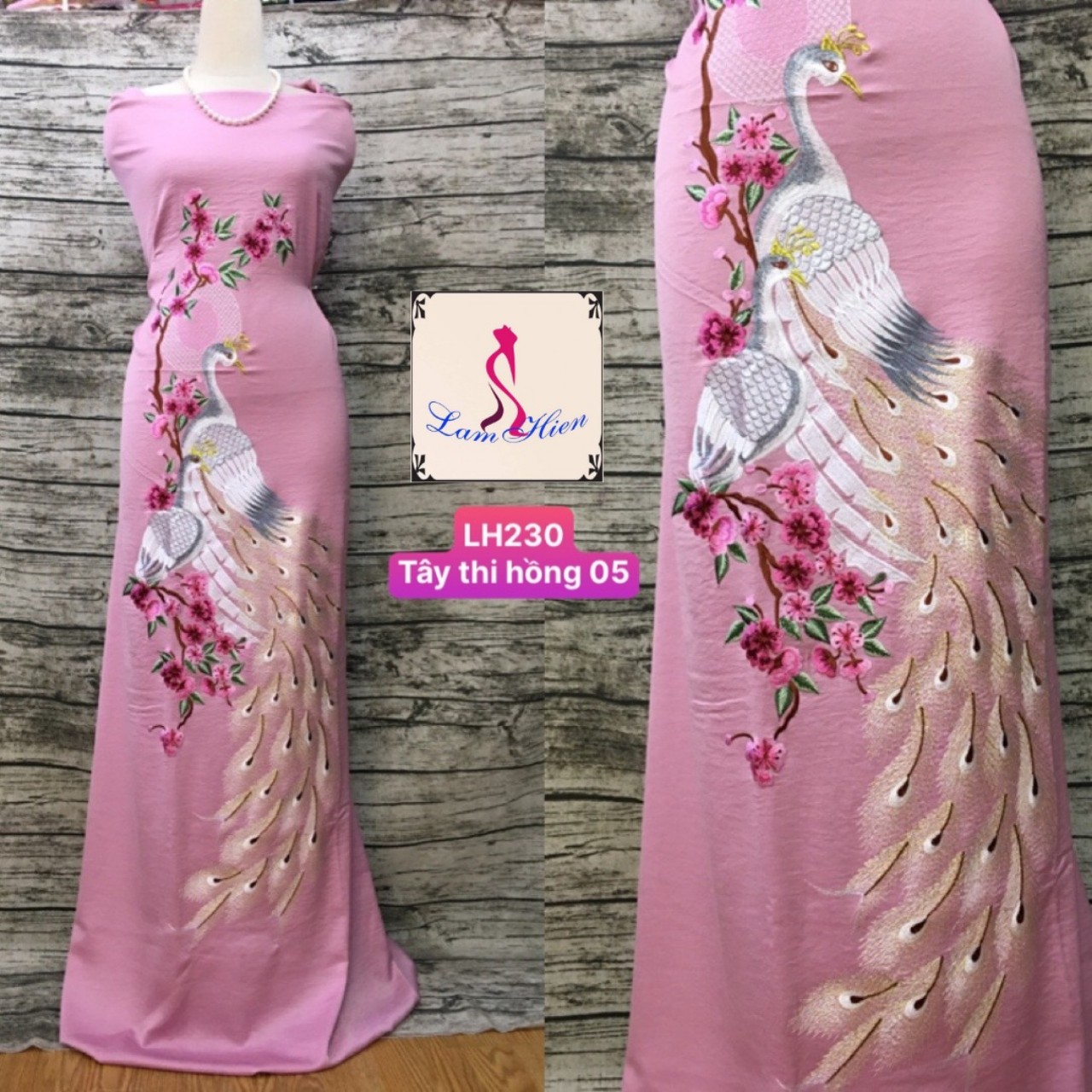 Vải áo dài thêu cao cấp modell LH230
