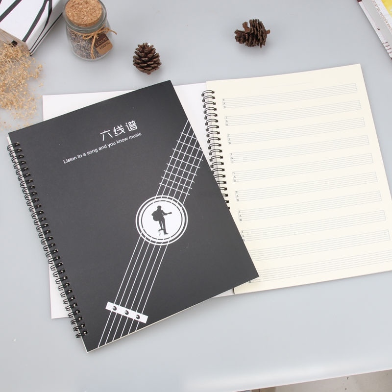 Music notebook，A4 Six lines notebook guitar music book blank chord music