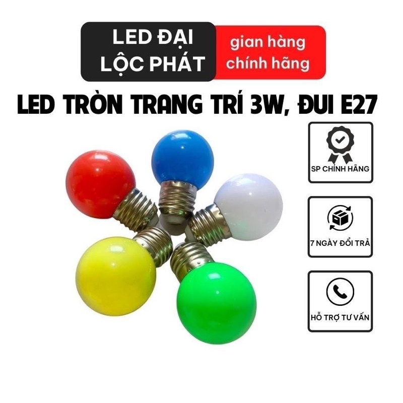 Bóng đèn led tròn nhiều màu trang trí 3w 5w, bóng led trái chanh trang trí