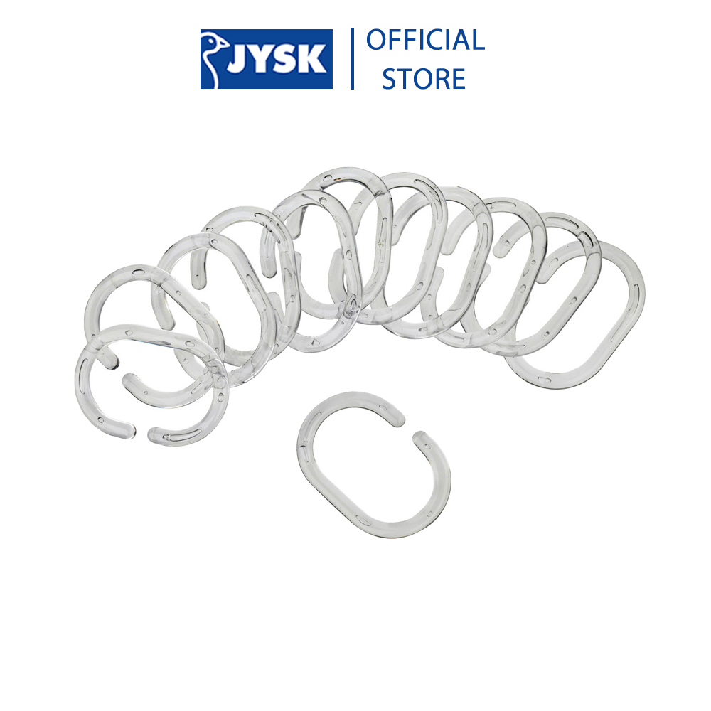 Bộ 12 móc treo rèm tắm | JYSK Varekil | nhựa trong suốt