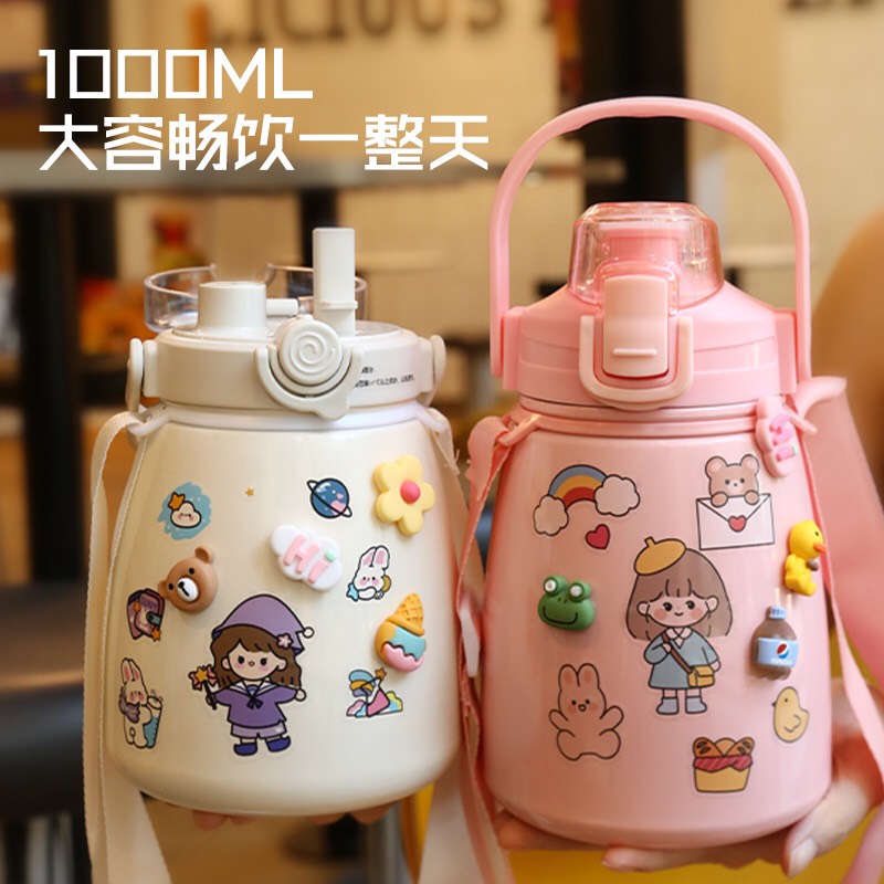 Bình giữ nhiệt 850ml, bình nước cute, chai lõi 304
