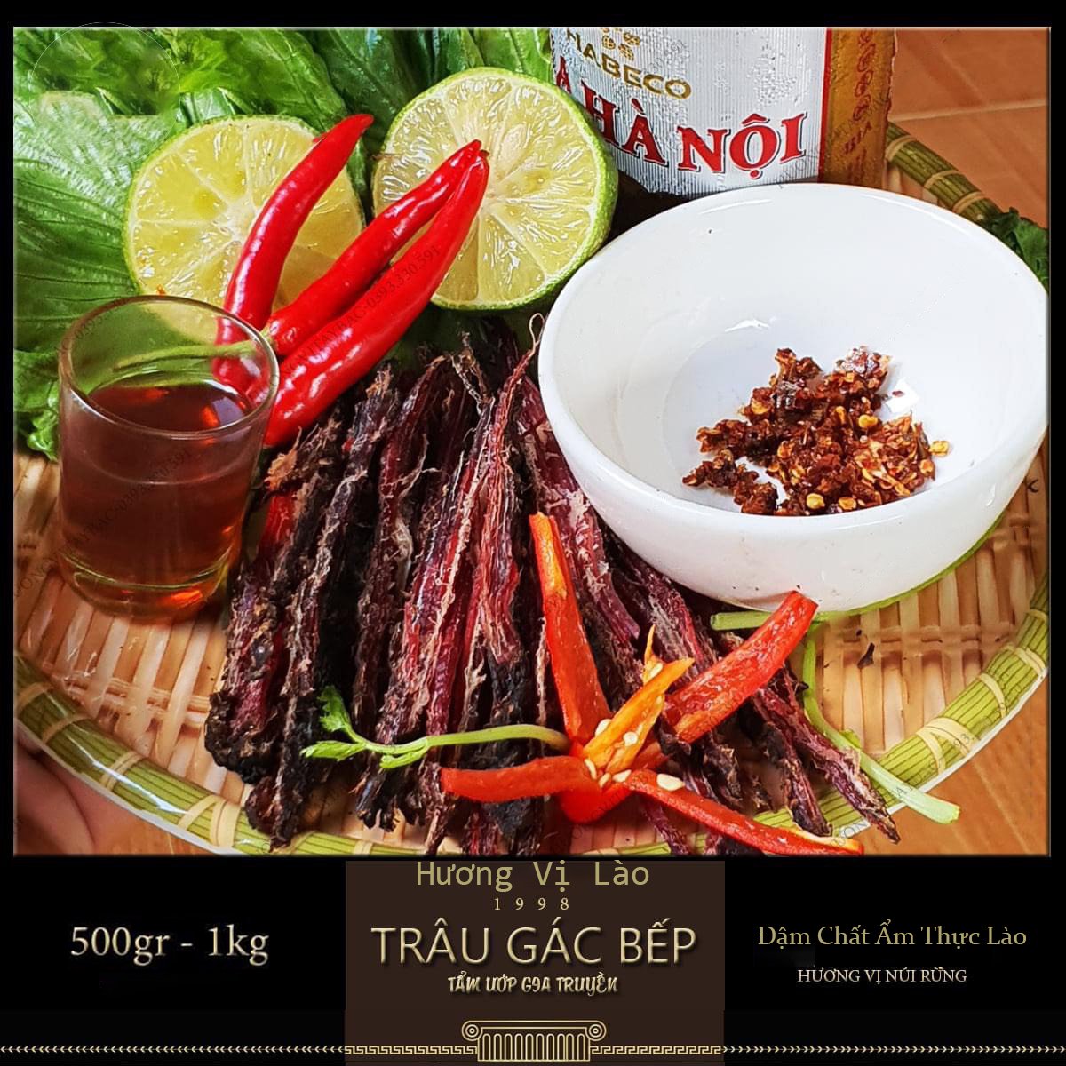 Đặc Sản Thịt Trâu Khô Lào 0,5kg/túi