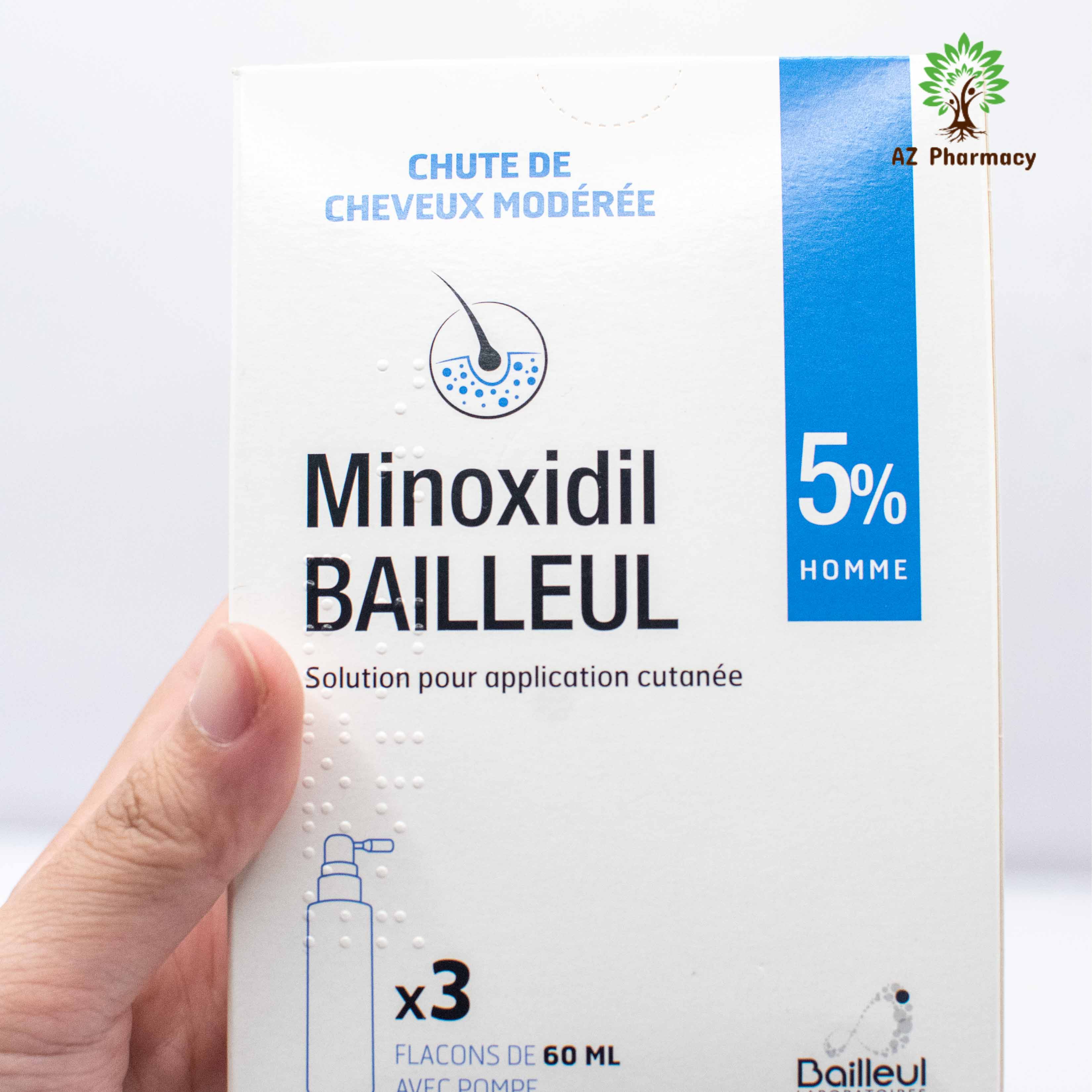 Xịt kích thích mọc tóc Minoxidil Bailleul 5% [Hộp 3 lọ 60ml]