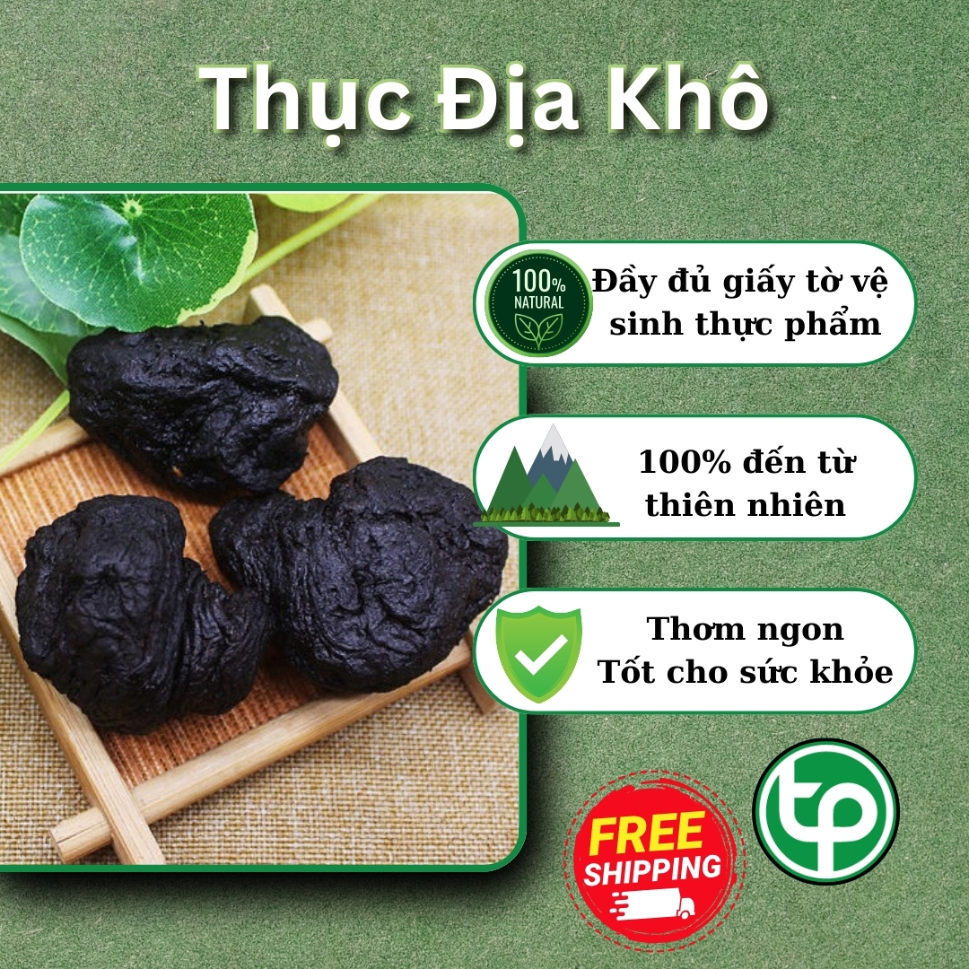 Thục địa khô túi lớn 500gram - Tấn phát - Sản phẩm sạch xanh tốt cho người bị cao huyết áp, huyết hư, suy nhược cơ thể.