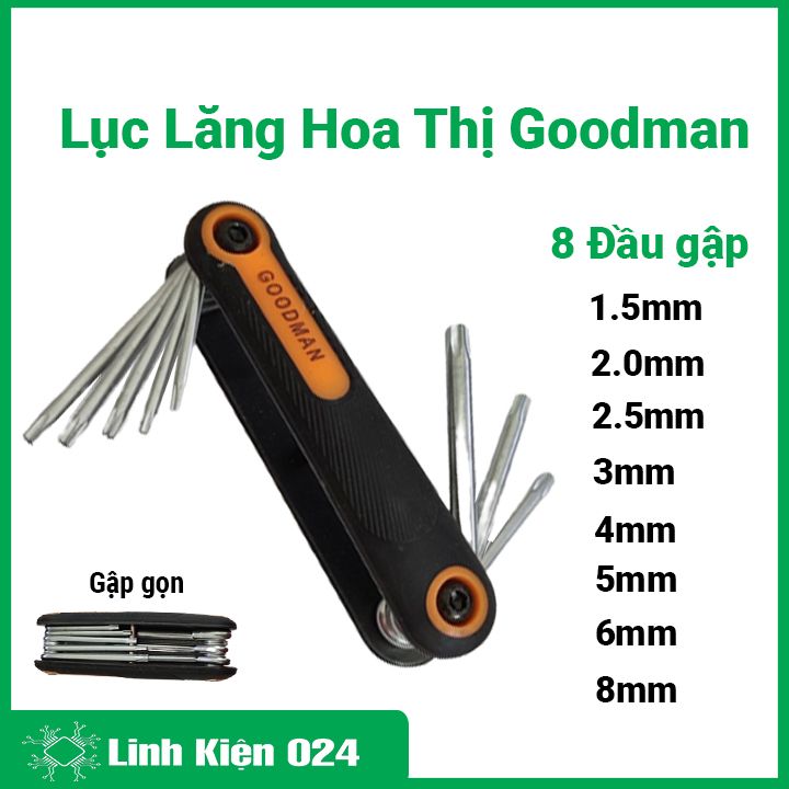 Bộ lục giác hoa thị đa năng Goodman gập 8 chi tiết hợp kim cao cấp