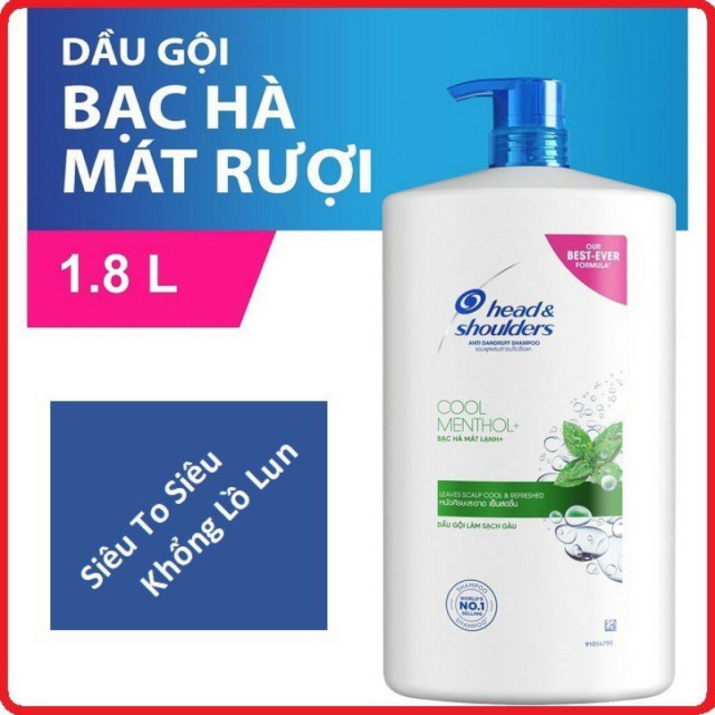 Dầu Gội Head&Shoulders Mát Lạnh Bạc Hà chai 1800ml.