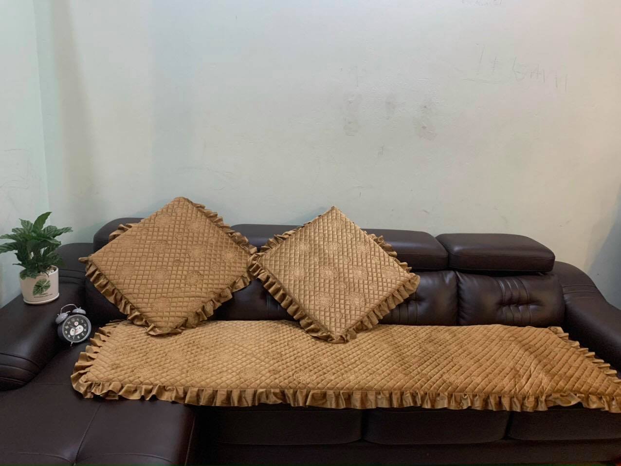 Bộ thảm nhung trải ghế cao cấp dày không trơn, thảm nhung trải ghế, bộ nệm ghế, nệm lót ghế