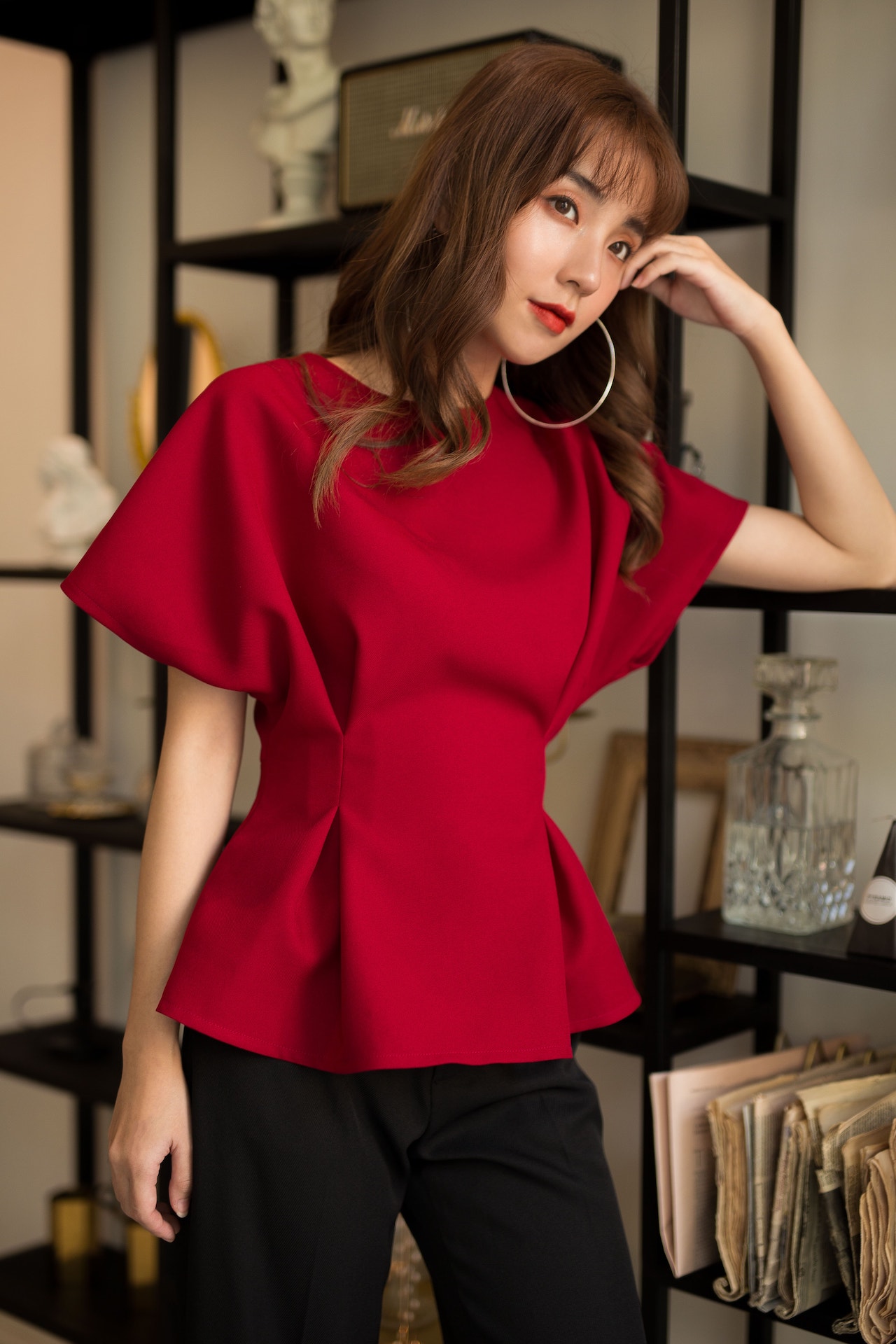 Áo kiểu xếp ly eo EDINI - A1414