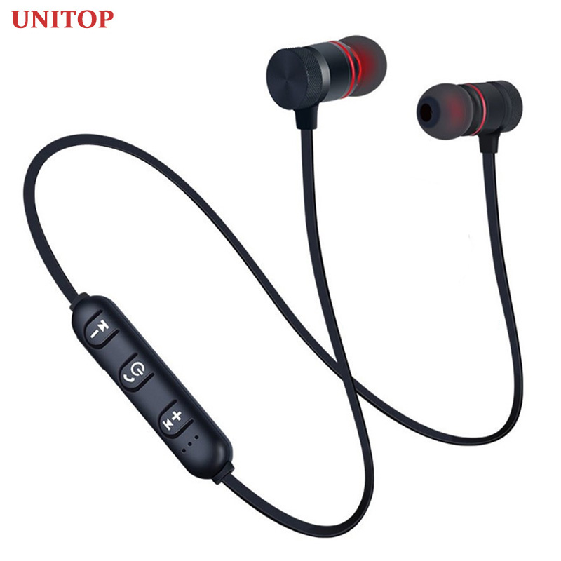 Tai nghe Bluetooth không dây Thể thao Dây đeo cổ Tai nghe từ tính Tai nghe âm thanh nổi Tai nghe kim loại có mic cho Xiaomi