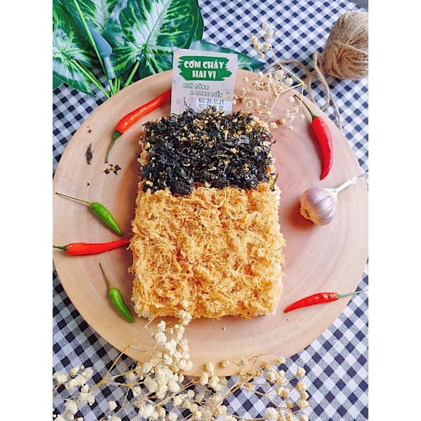 Cơm cháy mắm hành mix 2 vị topping - gói hút chân không 180gr
