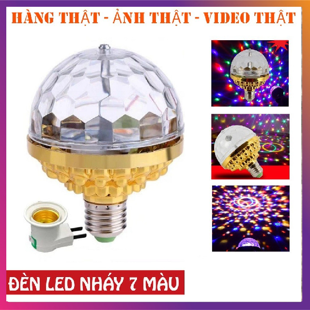 Combo 2 Đèn led Xoay 7 màu, đèn chớp 7 màu, đèn trang trí, đèn Led karaoke,Đèn Led Vũ Trường, Bar, Sân Khấu 7 Màu Xoay + Kèm chuôi đèn có con tắc