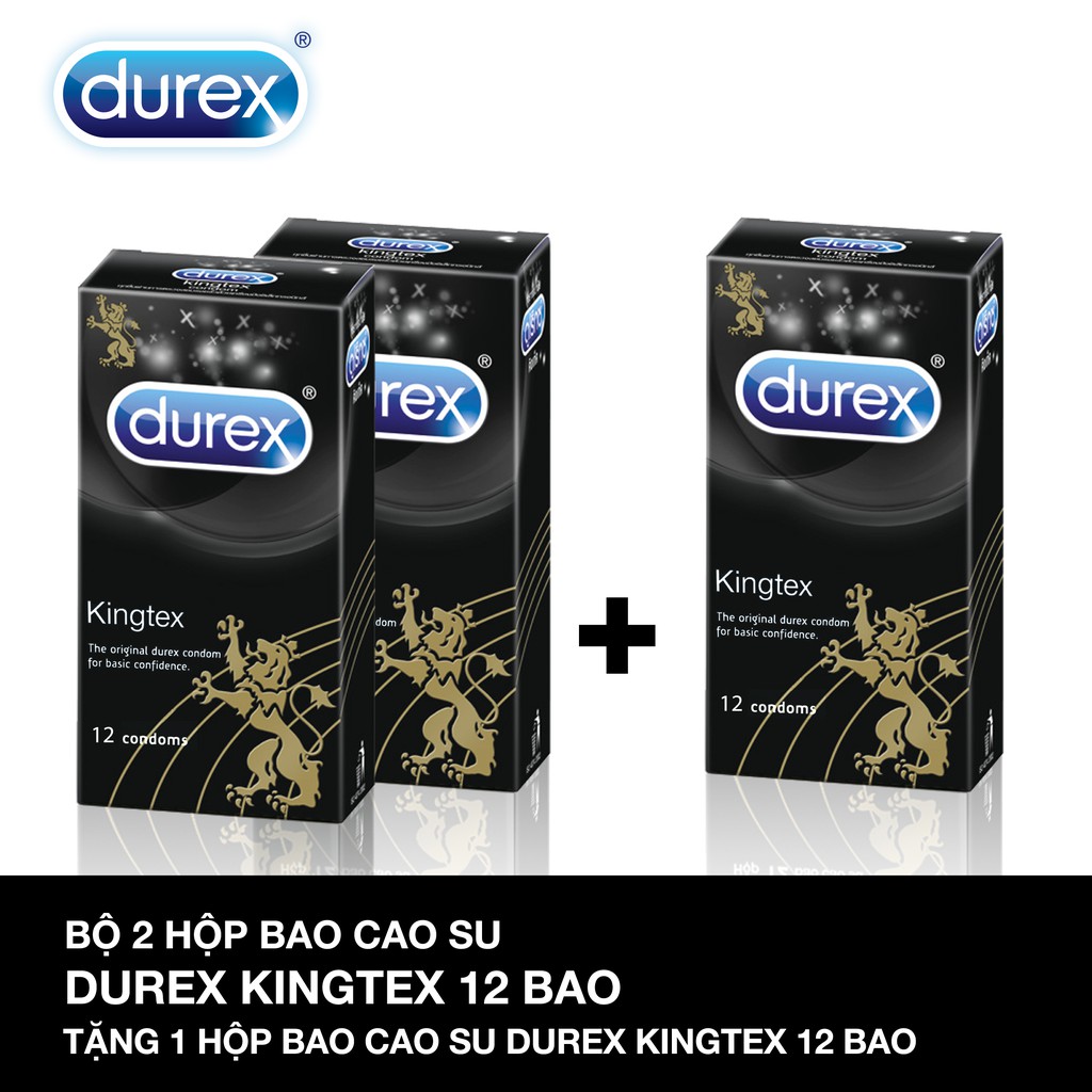 Mua 2 Tang 1  Combo 2 hộp Bao cao su Durex Kingtex om khit.Tang 1 hộp