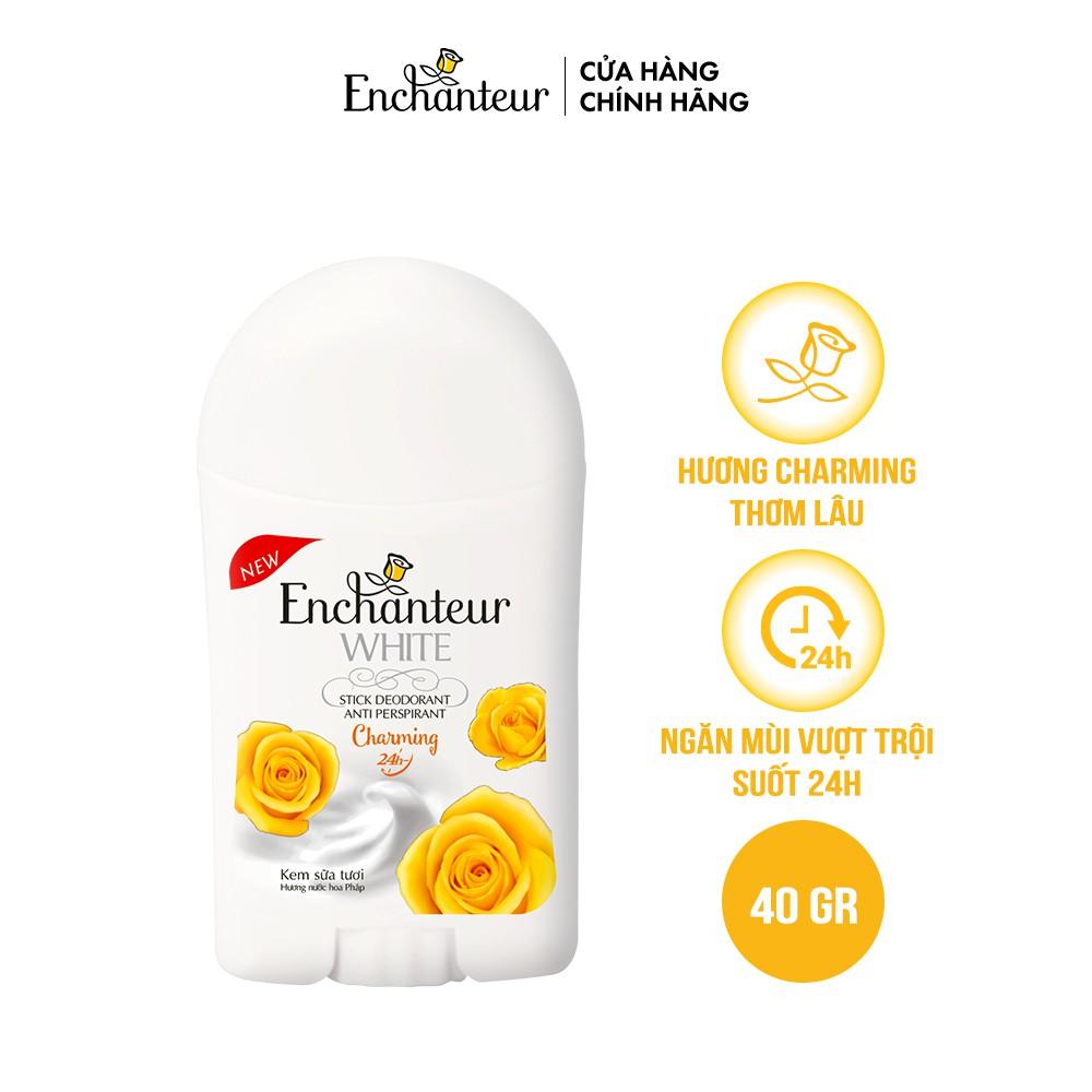 ENCHANTEUR Sáp Khử Mùi Trắng Da 40g – Charming / Sensation / Romantic / Delightful
