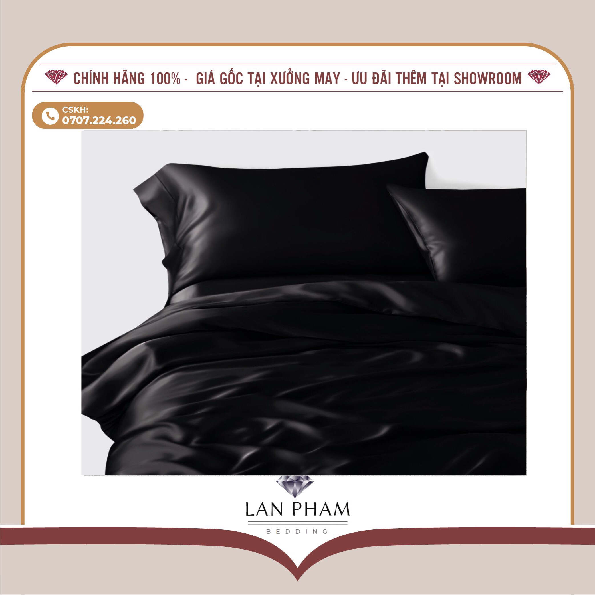 GA - DRAP GIƯỜNG LẺ PHI LỤA ĐEN LAN BEDDING